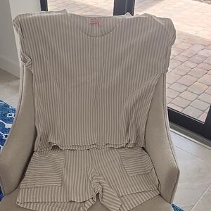 Striped Beige Women's Shorts Set By Fresh Produce